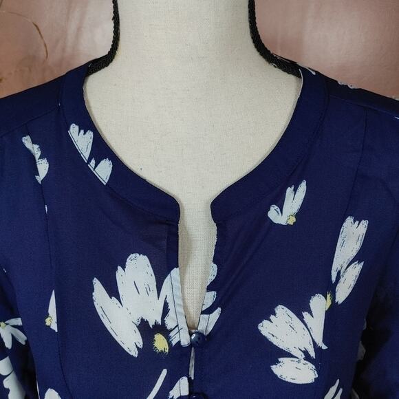 Liz Claiborne Size Medium M Rayon Blue White Polka Dot Blouse Top Sleeveless - Picture 13 of 14